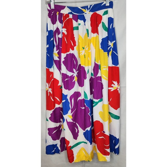 Vintage 1990s Jimmy Garcia NY Skirt Bright Flowers - Picture 3 of 5